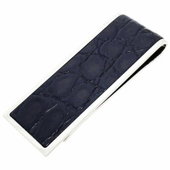 Gucci Money Clip Embossed Leather Metal Dark Brown Silver GUCCI Bill Men's NN... - Picture 2 of 6